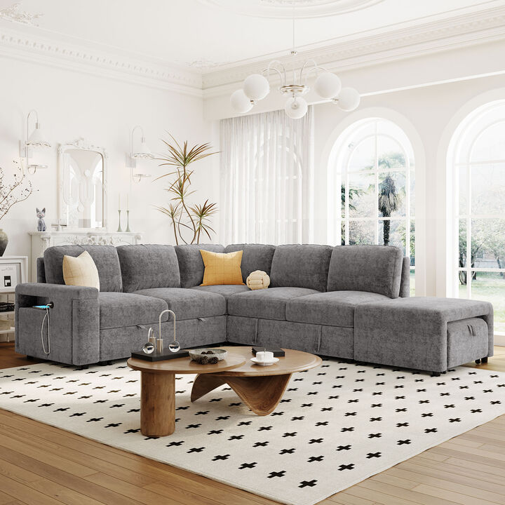 Merax  L-shaped Padded Modular Sofa with Storage