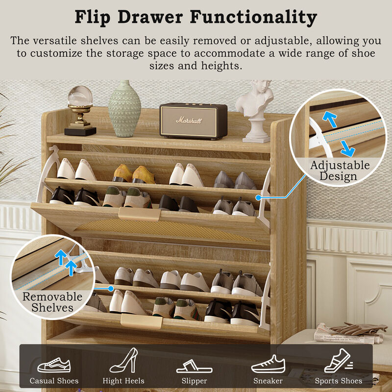 Merax Modern Storage Cabinet Shoe Organizer With 2 Flip Drawers