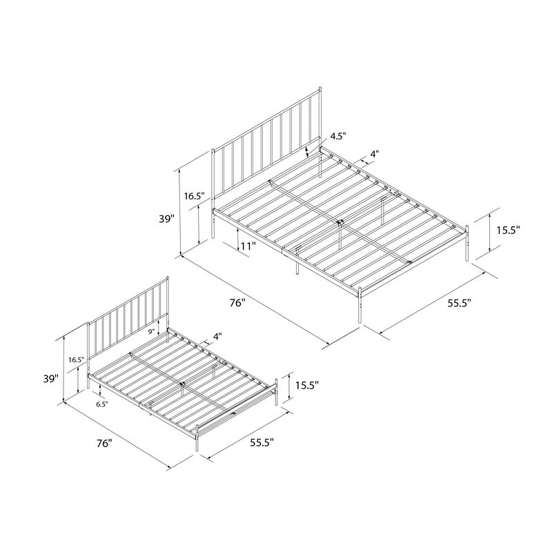 Ares Metal Bed, Full, White