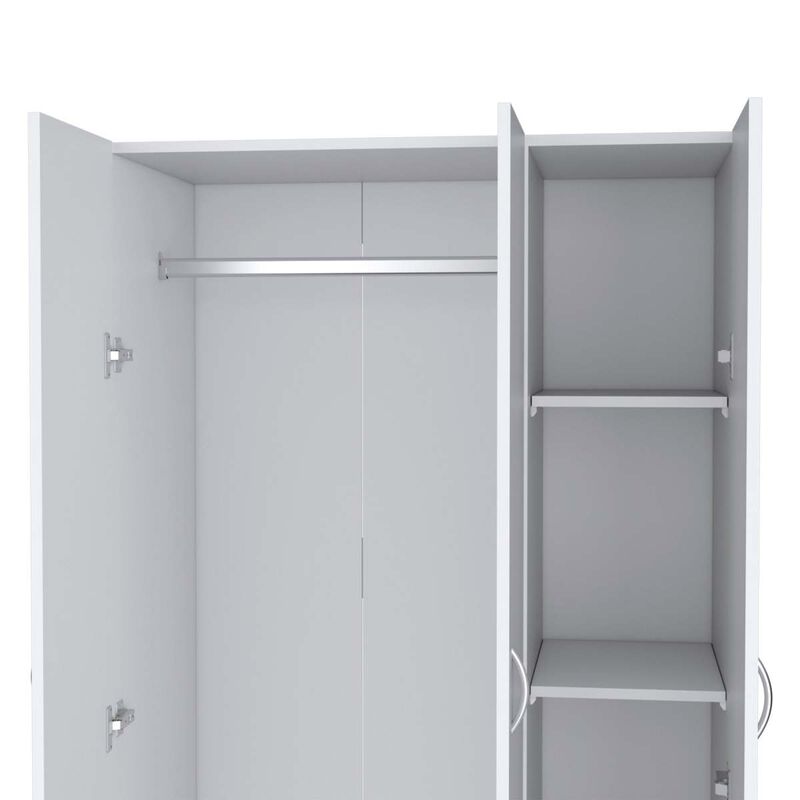 Augusta 3-Door Wardrobe With Hanging Rod White