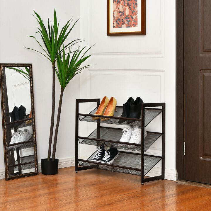 Flat and Slant Metal Shoe Rack for Entryway Hallway