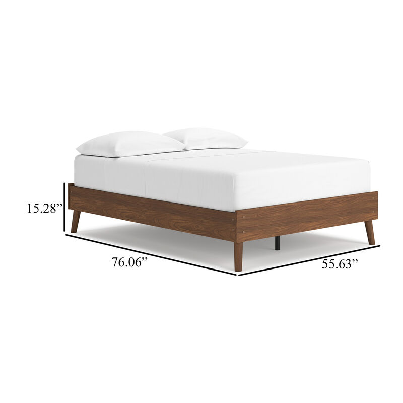 Forni Full Size Platform Bed, Dark Brown Wood, Sleek Splayed Legs - Benzara