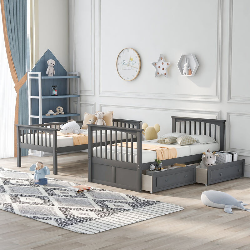 Merax Convertible Bunk Bed with 2 Drawers