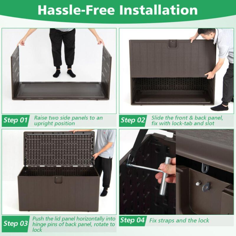 Hivvago 105 Gallon All Weather Large Deck Box Lockable Storage Container