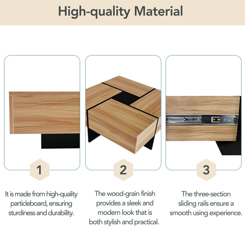 Merax Square UV High-gloss Coffee Table with Storage
