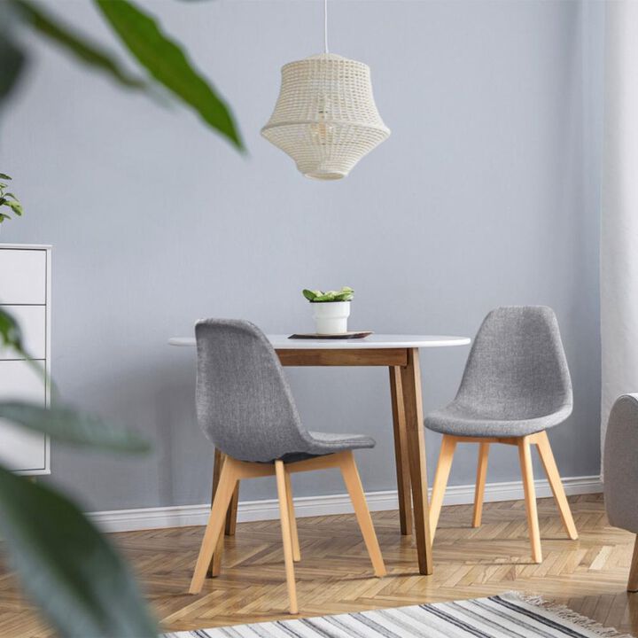 Hivvago 4 Pieces Modern Dining Chair Set with Wood Legs and Fabric Cushion Seat