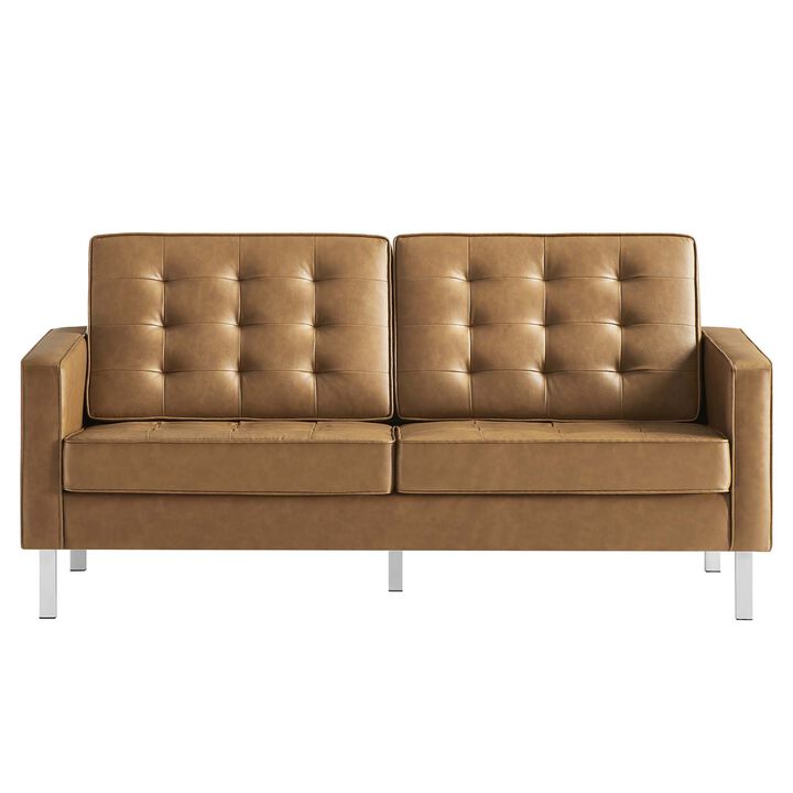 Loft Tufted Vegan Leather Loveseat