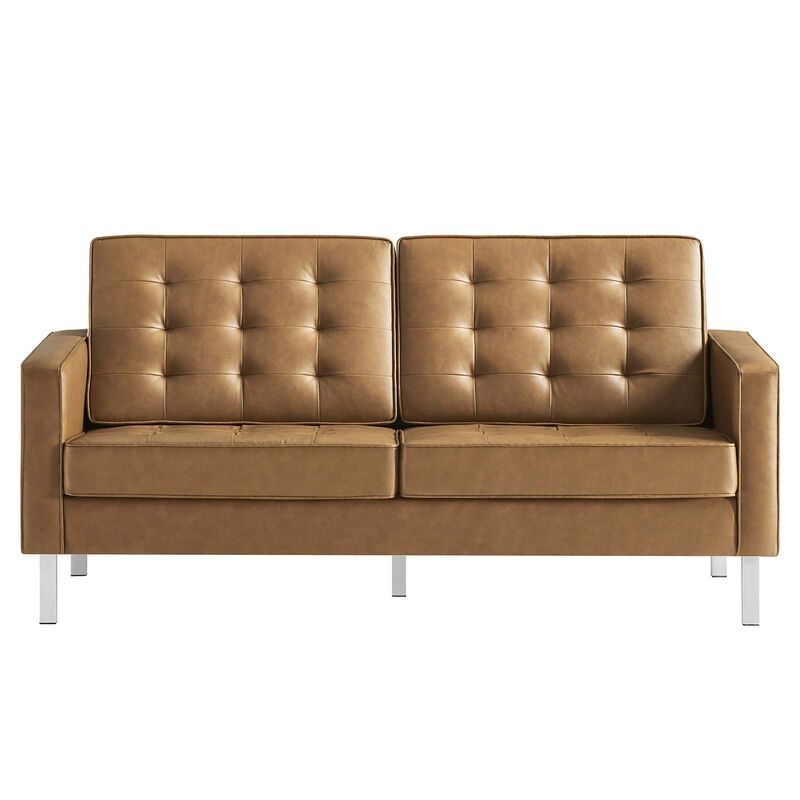 Loft Tufted Vegan Leather Loveseat