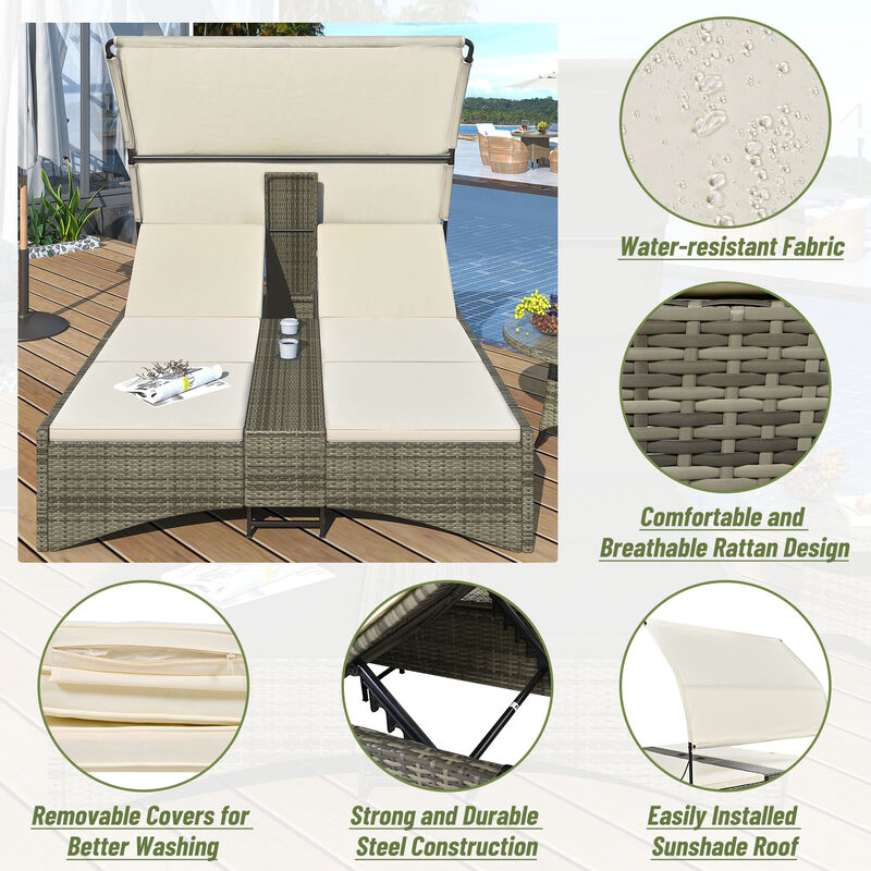 Merax Patio Outdoor Daybed Bed with Shelter Roof