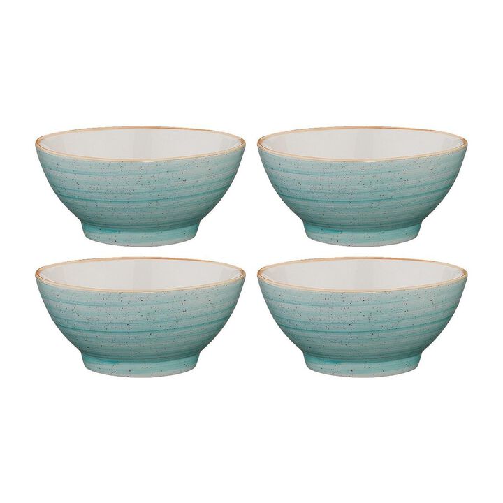 Aqua dia.4.75" h:2.25" 10 oz. Round Blue Porcelain Bowl (Set of 4)