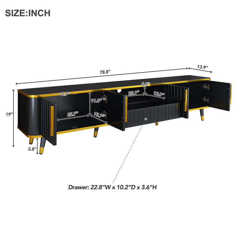 Merax Luxury Minimalism TV Stand with Open Storage Shelf