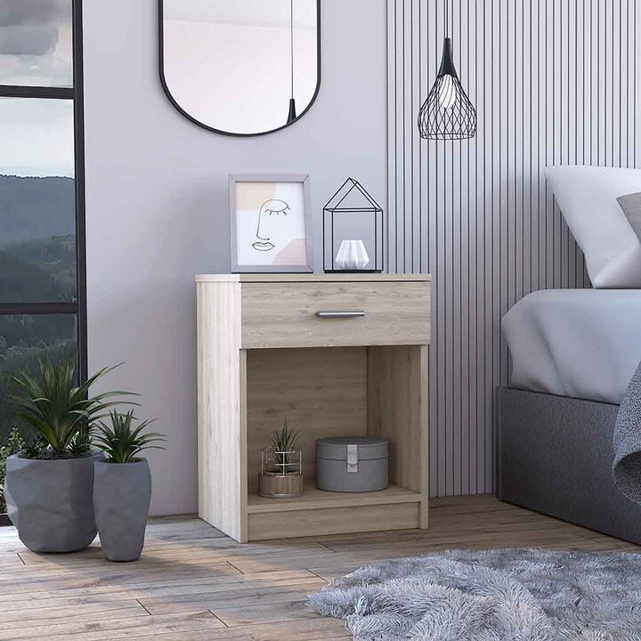 Streamdale Eco Nightstand, Superior Top, One Drawer, Lower Shelf - Light Gray