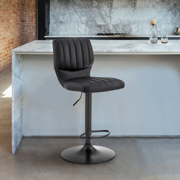 Bardot Adjustable Height Gray Faux Leather Swivel Stool