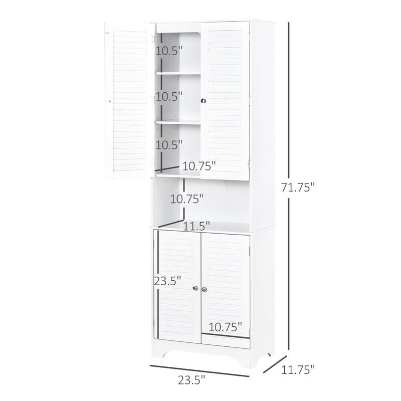 White Bathroom Organizer: Freestanding Linen Tower with Double Doors