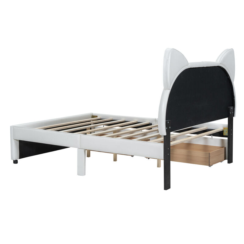Merax PU Upholstered Platform Bed with 2 Drawers