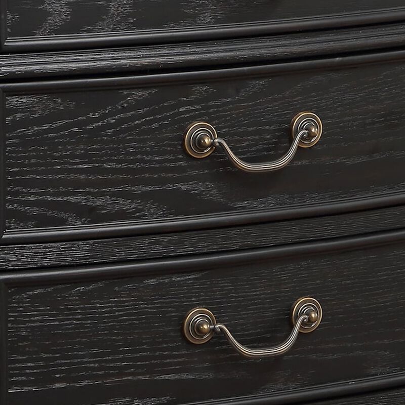 Berry 27 Inch Nightstand, Wood, Metal Handles, 3 Drawers, Classic Black - Benzara