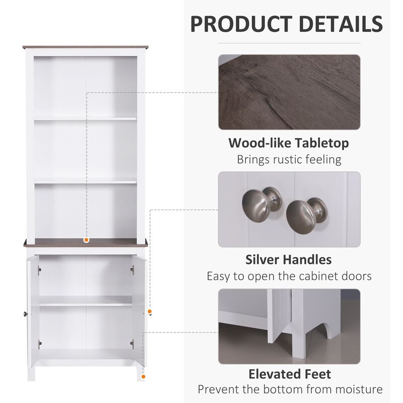 Slim White Storage: Space-Saving Bathroom Cabinet with Wood-Like Top