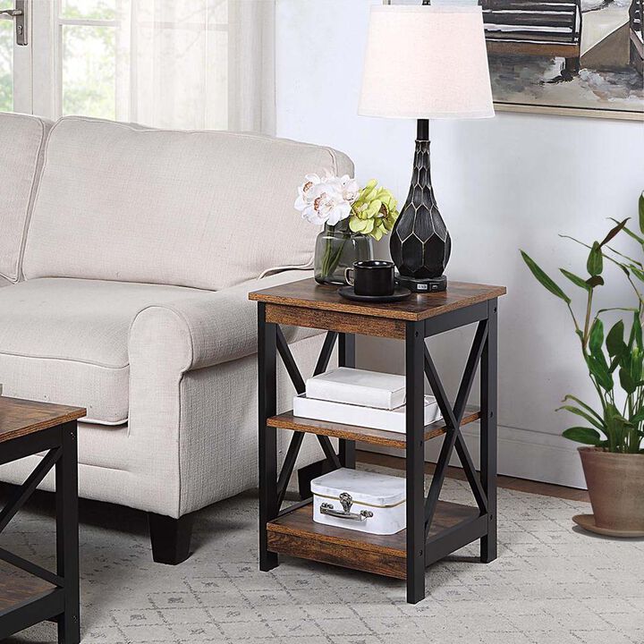 Convenience Concepts Oxford End Table with Shelves Barnwood/Black