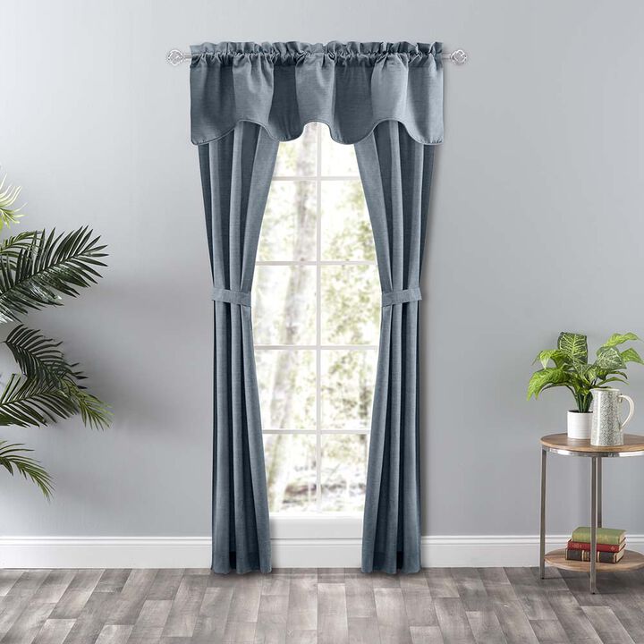 Ellis Curtain Lisa Solid Color Poly Cotton Duck Fabric Lined Scallop Valance