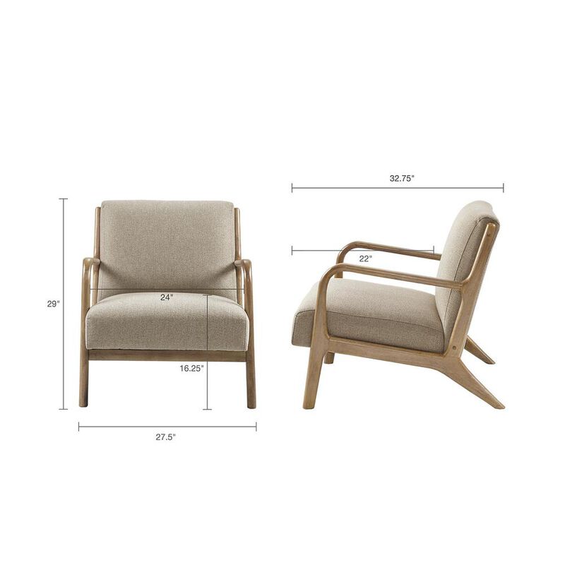 Starlight Canyon Home Gray Accent Chair with Rubber Solid Wood Frame for Living Room or Bedroom