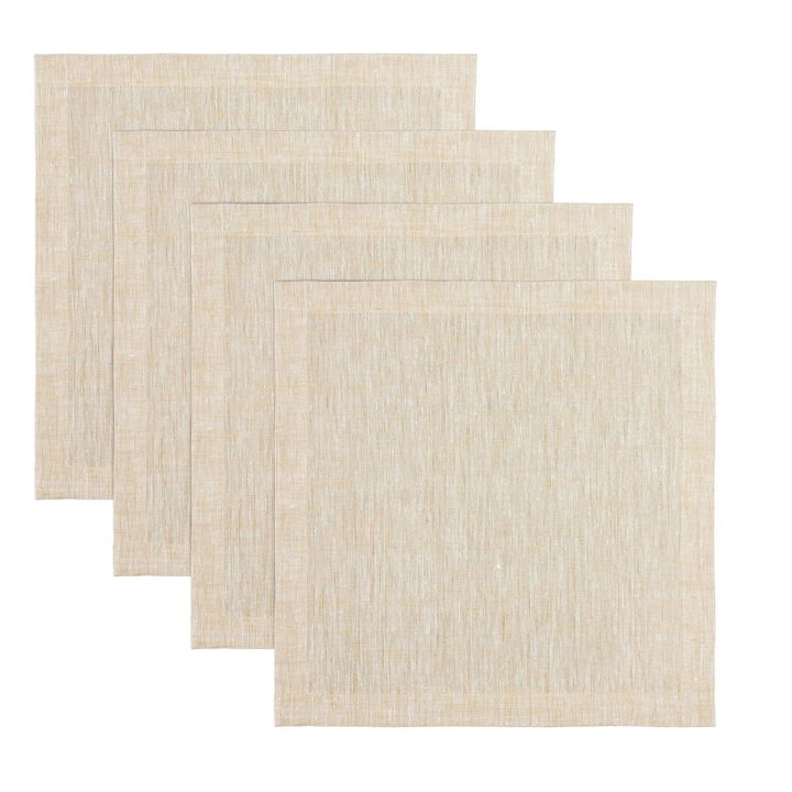 Solino Home 100% Pure Linen 14 x 14 Inch Square Placemats Set of 4 | Athena