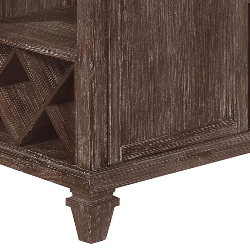 Edward 54 Inch Counter Height Dining Table, Wine Rack, Wood, Warm Brown - Benzara