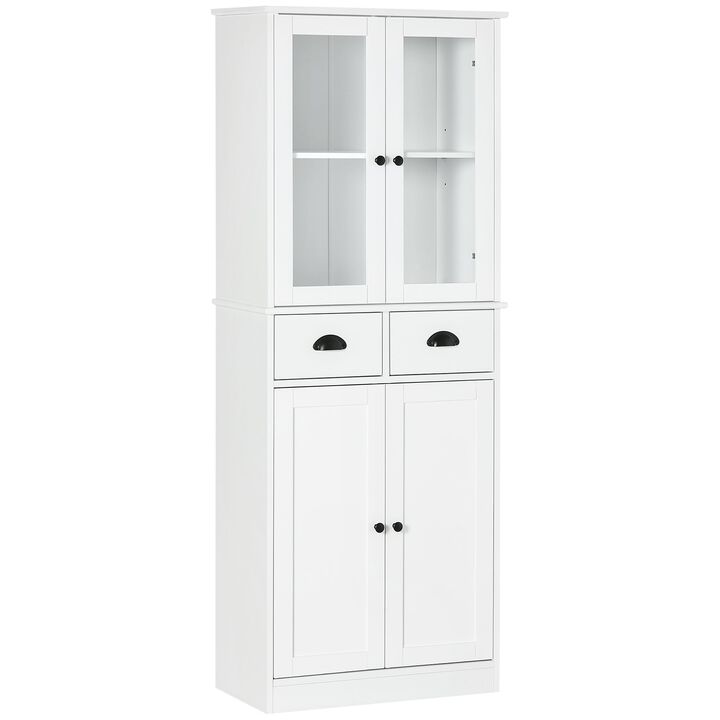 White Kitchen Storage: 61" Freestanding Pantry with Soft Close Doors