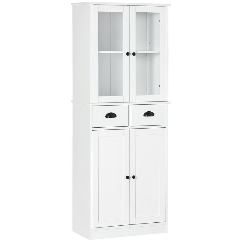 White Kitchen Storage: 61" Freestanding Pantry with Soft Close Doors
