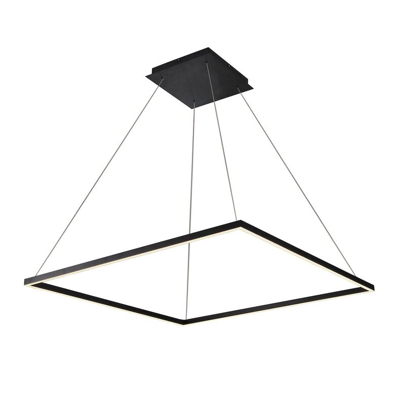 VONN Lighting Integrated LED Chandelier Height Adjustable Square Pendant Light in Black