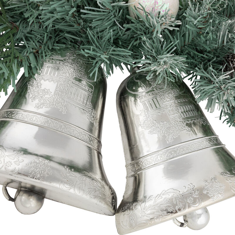 18" Decorated Pine Artificial Christmas Swag with Silver Bells
