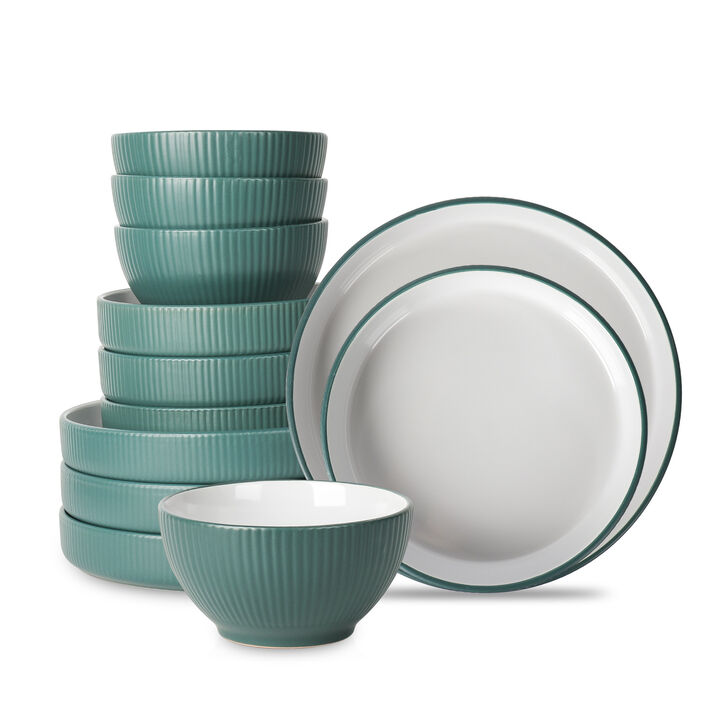 Christian Siriano Larosso Stoneware 12 Piece Dinnerware Set