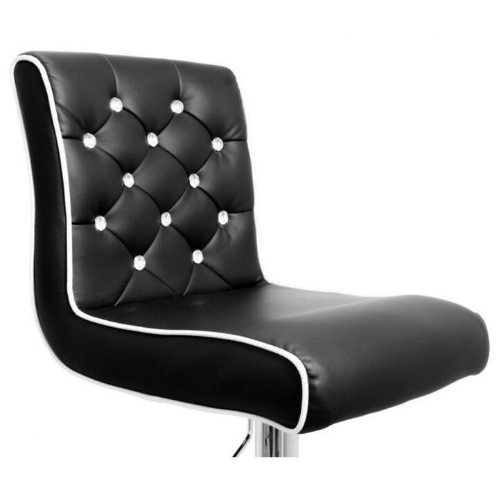 Best Master Swivel Bar Stool With Crystal and Tufted Look in Black (Set of 2)