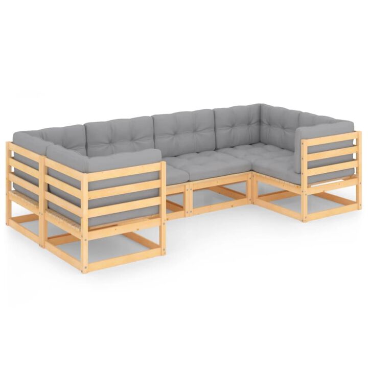 vidaXL 6 Piece Garden Lounge Set with Cushions Solid Pinewood