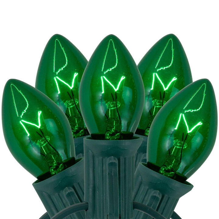 25-Count Green C7 Transparent Christmas Light Set  24 ft Green Wire