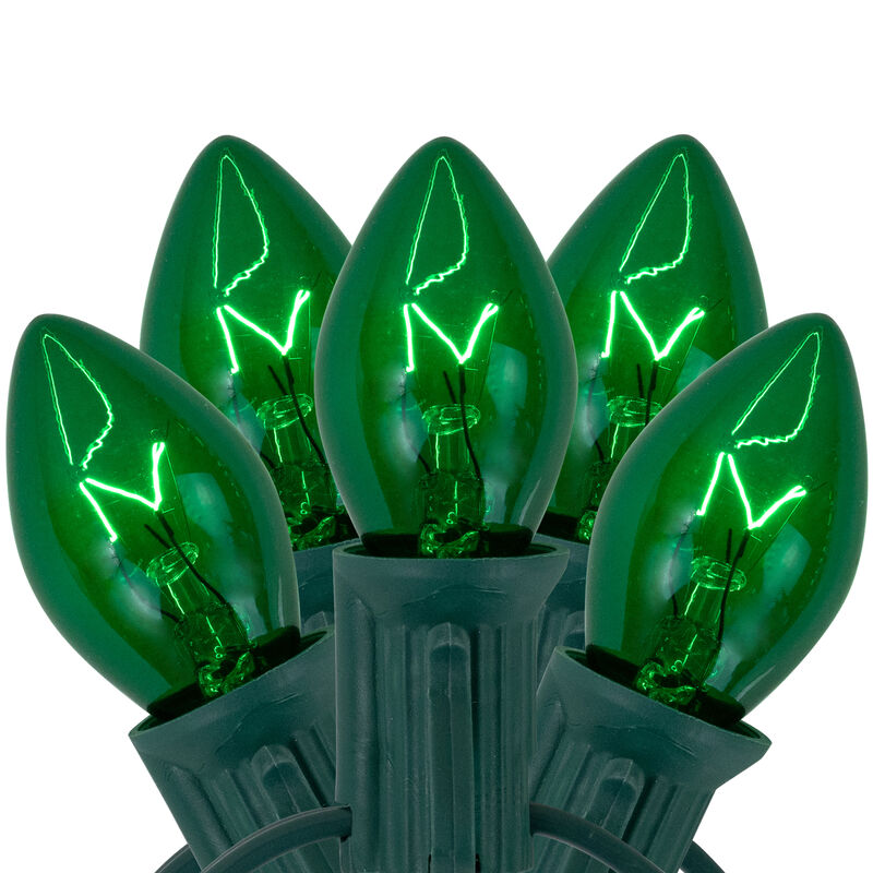 25-Count Green C7 Transparent Christmas Light Set  24 ft Green Wire