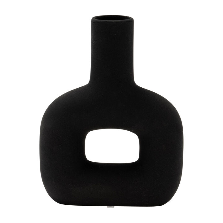 8" Black Dolomite Cut-Out Vase