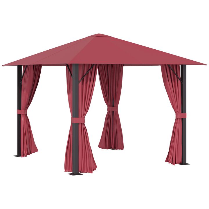 Wine Red Outdoor Haven: 10x10 Aluminum Gazebo with Vented Canopy