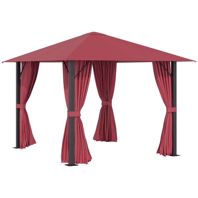 Wine Red Outdoor Haven: 10x10 Aluminum Gazebo with Vented Canopy