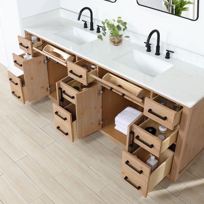 Altair 84 Double Bathroom Vanity in Light Brown without Mirror