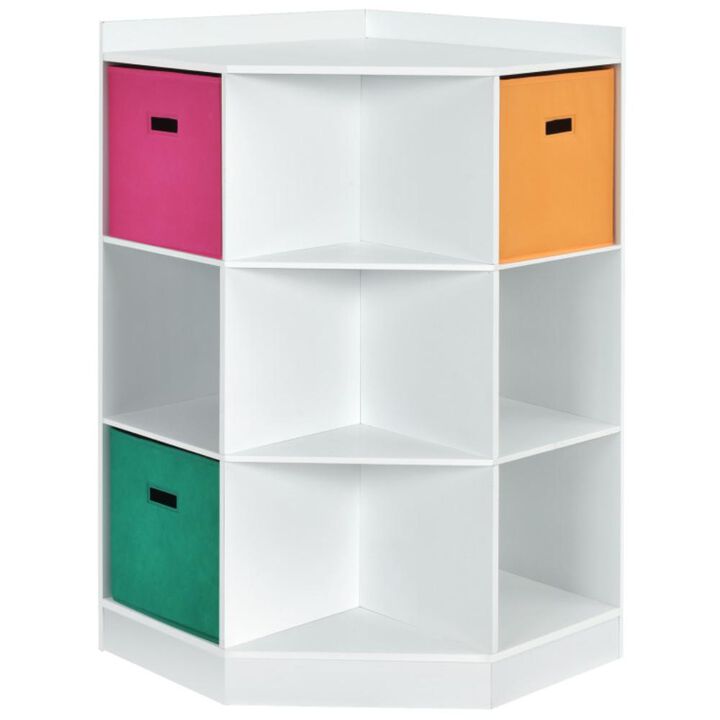 Hivvago 3-Tier Kids Storage Shelf Corner Cabinet with 3 Baskets