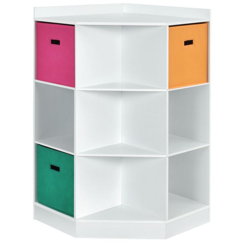 Hivvago 3-Tier Kids Storage Shelf Corner Cabinet with 3 Baskets