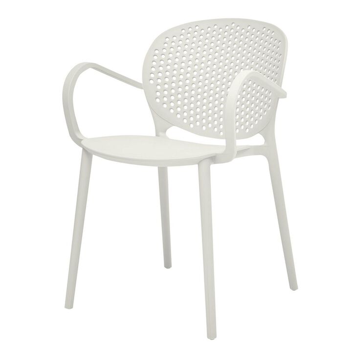 Feni 22 Inch Side Dining Armchair Set of 4, Indoor Outdoor, White Finish - Benzara