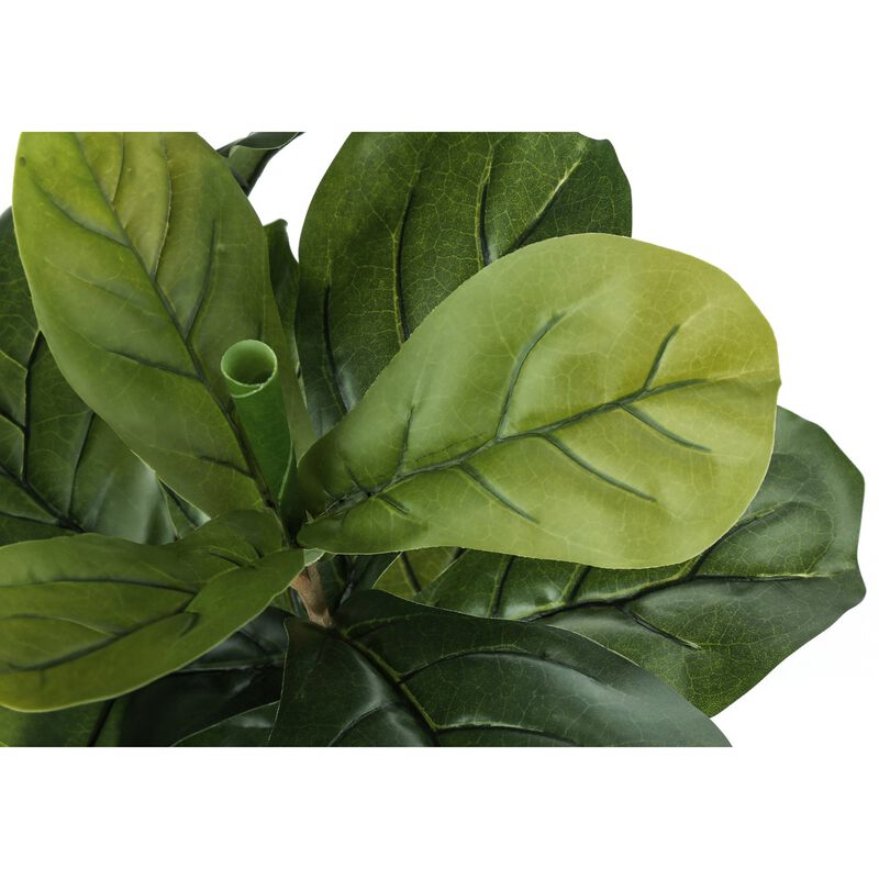Monarch Specialties I 9540 - Artificial Plant, 41" Tall, Fiddle Tree, Indoor, Faux, Fake, Floor, Greenery, Potted, Real Touch, Decorative, Green Leaves, Black Pot