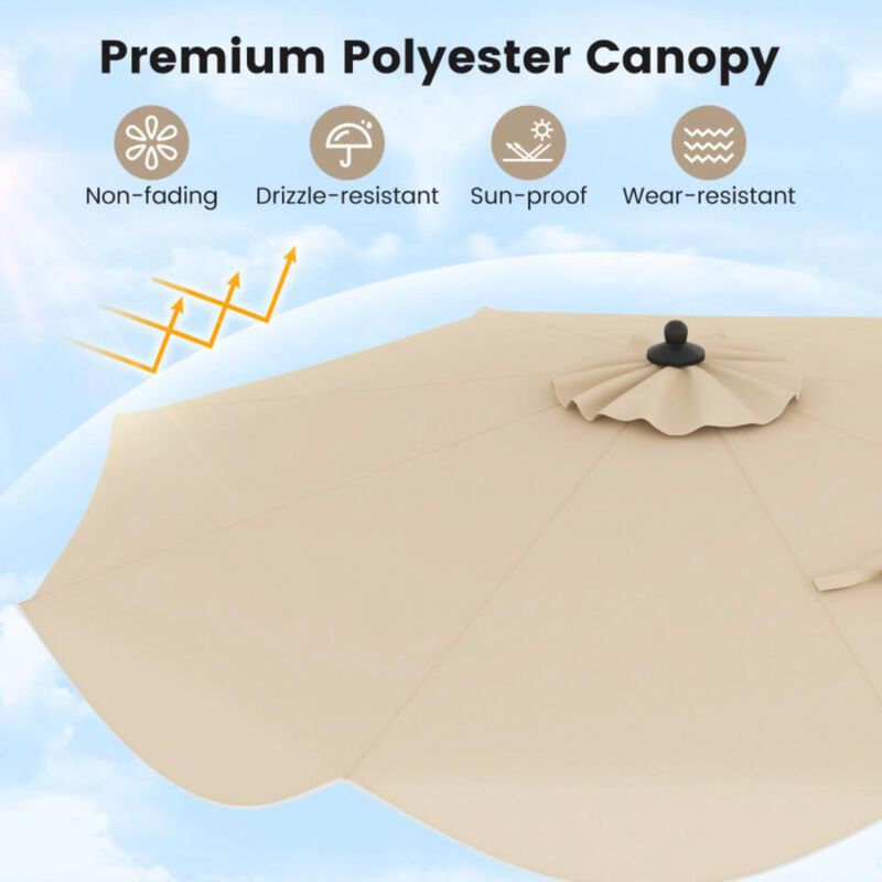 Hivvago 9 FT Patio Umbrella with Crank Handle and Push Button Tilt