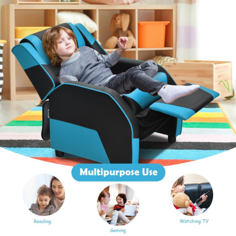 Hivvago Kids Youth PU Leather Gaming Sofa Recliner with Headrest and Footrest