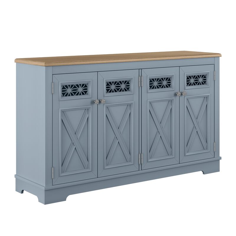 FESTIVO 57.5" Farmhouse Sideboard Buffet Cabinet with 4 Glass Doors