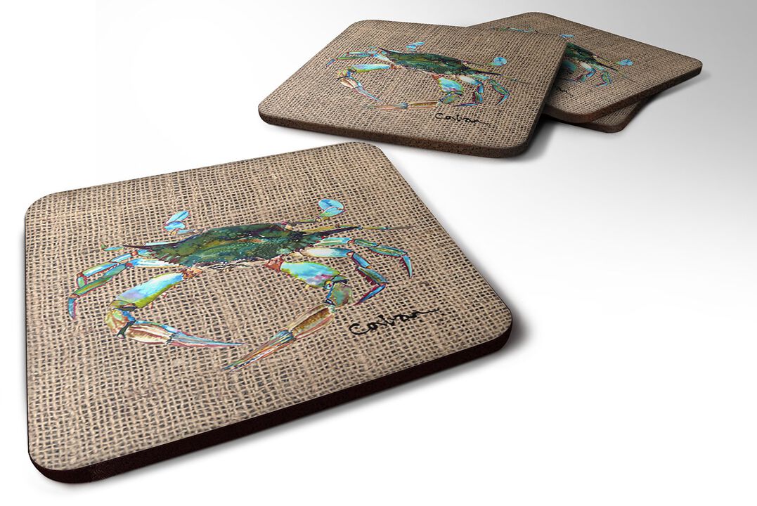 Caroline's Treasures 8731FC Crab Foam Coasters (Set of 4), 3.5 H x 3.5 W, Multicolor