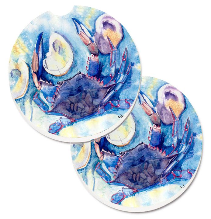 Caroline's Treasures Crab Set of 2 Cup Holder Car Coasters 8042CARC, 2.56, Multicolor