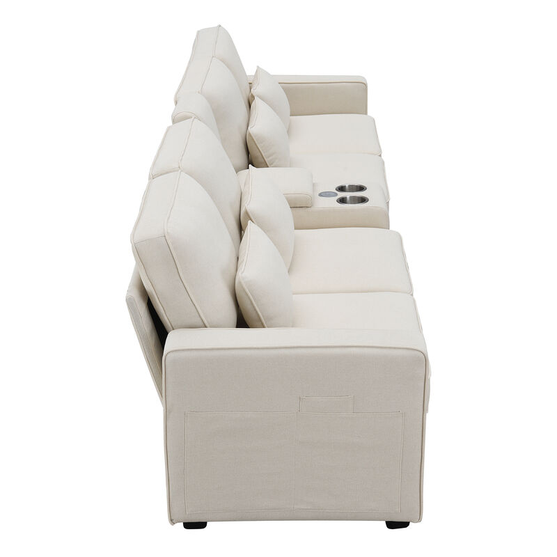 Merax Upholstered Sectional Sofa with Console