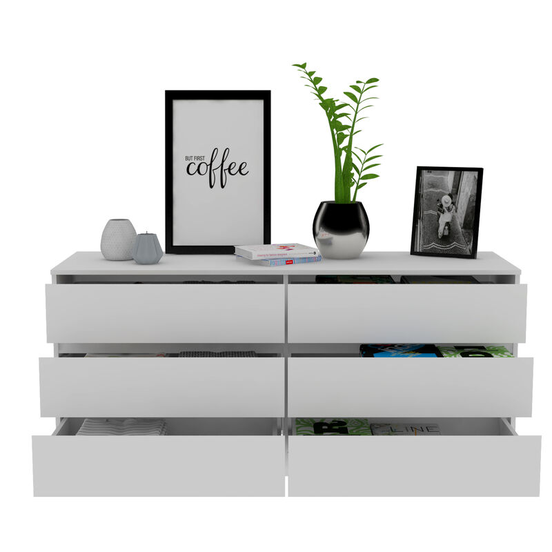 DEPOT E-SHOP Cocora 6 Drawer Double Dresser, Superior Top, Black